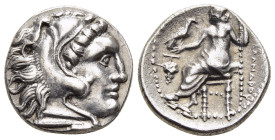 KINGS OF MACEDON. Alexander III 'the Great' (336-323 BC). Drachm. Uncertain mint in Western Asia Minor.

Obv: Head of Herakles right, wearing lion ski...