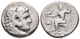 KINGS OF MACEDON. Alexander III 'the Great' (336-323 BC). Tetradrachm. Soloi.

Obv: Head of Herakles right, wearing lion skin.
Rev: AΛΕΞΑΝΔΡΟΥ.
Zeus s...