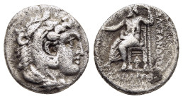 KINGS OF MACEDON. Alexander III 'the Great' (336-323 BC). Hemidrachm. Arados. 

Obv: Head of Herakles right, wearing lion skin.
Rev: AΛEΞANΔPOY / ΒAΣI...