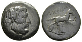 THESSALY. Kierion. AE (late 2nd- early first centuries BC).

Obv: Laureate head of Zeus right.
Rev: KIEPIEΩN.
Horse galloping right, Arne playing knuc...