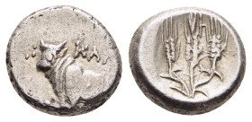 BITHYNIA. Kalchedon. Hemidrachm (circa 367/6-340 BC).

Obv: KAΛ.
Forepart of bull left on grain ear; three pellets left.
Rev: Three grain ears.

HGC 7...