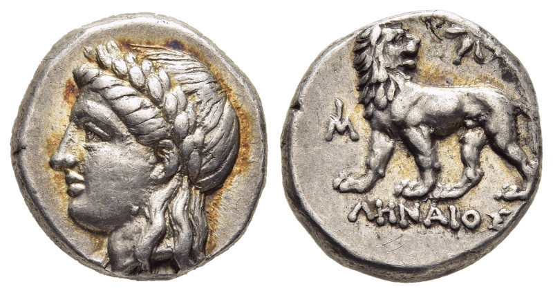 IONIA. Miletos. Drachm (Circa 350-325 BC). Lenaios, magistrate.

Obv: Laureate h...