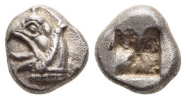 IONIA. Phokaia. Hemidrachm or Triobol (circa 521-478 BC).

Obv: Head of griffin left.
Rev: Rough incuse square.

SNG Keckman 300; SNG von Aulock 2116....
