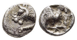 CARIA. Mylasa(?). Obol (circa 520-490 BC).

Obv: Forepart of lion or lioness left.
Rev: Incuse square punch.

SNG von Aulock 2338-9 var. (dioboles).

...