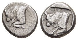 CARIA. Uncertain. Hemidrachm (circa 5th century BC).

Obv: Forepart of bull left.
Rev: Forepart of bull left within incuse square.

SNG Kayhan 973 (Di...