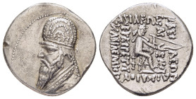 KINGS of PARTHIA. Gotarzes I (91-87 BC). Drachm. Rhagae. 

Diademed and draped bust of Gotarzes I to left, wearing tiara. 
Rev. BAΣIΛEΩΣ BAΣIΛEΩN APΣA...