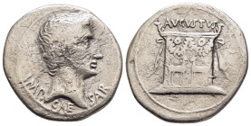 IONIA. Ephesos. Augustus (27 BC-14 AD). Cistophorus Tetradrachm. 

Obv: IMP CAESAR.
Bare head right.
Rev: AVGVSTVS.
Garlanded altar decorated with two...