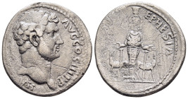 IONIA. Ephesos. Hadrian (117-138). Cistophorus. 

Obv: HADRIANVS AVG COS III P P.
Bare head right.
Rev: DIANA EPHESIA.
Facing statue of Artemis Ephesi...