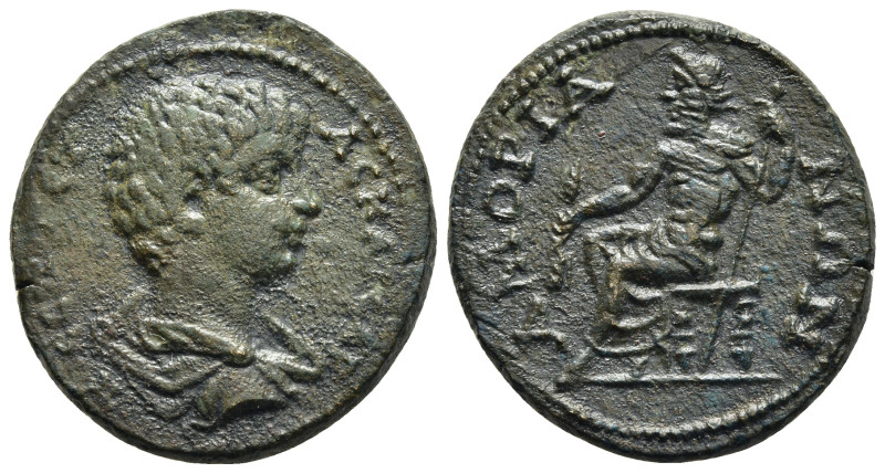 PHRYGIA. Amorium. Geta (Caesar, 198-209). AE.

Obv: Π CЄΠ ΓЄTAC KAICAP. 
Barehea...
