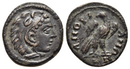 PHRYGIA. Amorium. Pseudo-autonomous issue (ca. 3rd century AD). AE.

Obv: Head of Alexander the Great right, wearing lion skin.
Rev: AMOPIANΩN
Eagle s...