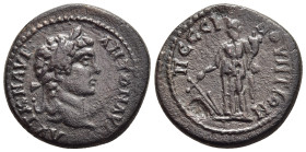 GALATIA. Pessinus. Caracalla (198-217). AE.

Obv: AVT K M AVP ANTΩN AVG. 
Laureate head right. 
Rev: ΠECCINOYNTIΩN. 
Tyche standing left, holding rudd...