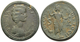 PISIDIA. Antioch. Julia Domna (Augusta, 193-217). AE.

Obv: IVLIA AVGVSTA.
Draped bust right.
Rev: COL CES ANTIOCH / S - R.
Mên standing facing, head ...