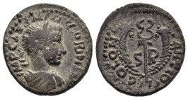 PISIDIA. Antioch. Gordian III (238-244). AE.

Obv: IMP CAES M ANT GORDIANVS.
Laureate, draped and cuirassed bust right.
Rev: COLONI ANTIOCH, S R.
Wing...