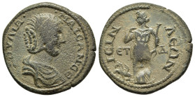 PISIDIA. Isinda. Julia Maesa (Augusta, 218-225). AE, year 4 = 221/2 AD.

Obv: ΙΟΥΛΙΑ ΜΑΙϹΑΝ ϹE.
Draped bust right.
Rev: ΙϹΙΝΔƐΩΝ ƐΤ Δ.
Nemesis standin...