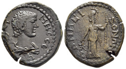 PISIDIA. Termessus Major. Pseudo-autonomous (2nd-3rd centuries). AE.

Obv: TЄPMHCCЄΩN.
Bareheaded and draped bust of Hermes right, with caduceus over ...