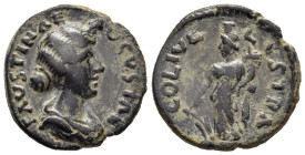 LYCAONIA. Lystra. Faustina II (Augusta, 147-175). AE.

Obv: FAUSTINAE AUGVSTAE.
Draped bust right.
Rev: COL IVL LVSTRA.
Fortuna/Tyche standing left, w...
