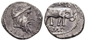 Q. CAECILIUS METELLUS PIUS SCIPIO. Denarius (47-46 BC). Military mint traveling with Scipio in Africa.

Obv: Q METEL / PIVS.
Laureate head of Jupiter ...