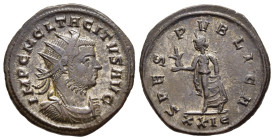 TACITUS (275-276). Antoninianus. Rome.

Obv: IMP C M CL TACITVS AVG.
Radiate and cuirassed bust right.
Rev: SPES PVBLICA// XXIE
Spes walking left, hol...