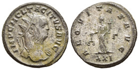 TACITUS (275-276). Antoninianus. Rome.

Obv: IMP C M CL TACITVS AVG.
Radiate bust right, slight drapery over far shoulder
Rev: AEQVITAS AVG / Γ // XXI...