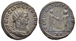 TACITUS (275-276). Double Antoninianus. Antioch.

Obv: IMP C M CL TACITVS AVG.
Radiate, draped and cuirassed bust right.
Rev: CLEMENTIA TEMP / A // XI...