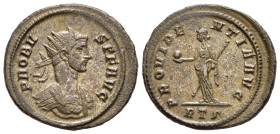 PROBUS (276-282). Antoninianus. AEQVITI series. Rome.

Obv: PROBVS P F AVG
Radiate, helmeted and cuirassed bust left, holding shield and spear; Medusa...