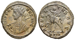 PROBUS (276-282). Antoninianus. Siscia.

Obv: IMP PROBVS AVG.
Radiate and cuirassed bust left, holding spear over shoulder.
Rev: ADVENTVS AVG // XXIV....