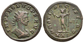 PROBUS (276-282). Antoninianus. Siscia.

Obv: IMP PROBVS P F AVG.
Radiate, draped and cuirassed bust right.
Rev: MARTI PACIFERO/ VII // XXI
Mars stand...