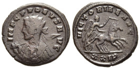 PROBUS (276-282). Antoninianus. Siscia.

Obv: IMP C PROBVS AVG.
Radiate and cuirassed bust left, holding spear over shoulder.
Rev: VICTORIAE AVG / XXI...