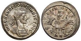 PROBUS (276-282). Antoninianus. Serdica.

Obv: IMP C M AVR PROBVS INVICT AVG.
Radiate and cuirassed bust right.
Rev: SOLI INVICTO / KAΔ.
Sol in facing...