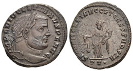DIOCLETIAN (284-305). Follis. Ticinum.

Obv: IMP C DIOCLETIANVS P F AVG.
Laureate head right.
Rev: SACRA MONET AVGG ET CAESS NOSTR / TT•.
Moneta stand...
