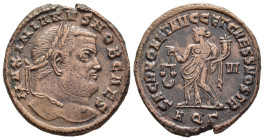 GALERIUS MAXIMIANUS (Caesar, 293-305). Follis. Aquileia.

Obv: MAXIMIANVS NOB CAES.
Laureate head right.
Rev: SACRA MONET AVGG ET CAESS NOSTR / VI / A...