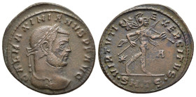 GALERIUS MAXIMIANUS (305-311). Follis. Thessalonica.

Obv: GAL MAXIMIANVS P F AVG.
Laureate head to right. 
Rev: VIRTVTI EXERCITVS / ✱ - A // •SM•TS•....