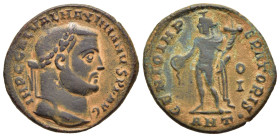 GALERIUS MAXIMIANUS (305-311). Follis. Antioch.

Obv: IMP C GAL VAL MAXIMIANVS P F AVG.
Laureate head right.
Rev: GENIO IMPERATORIS •/ O/ I// ANT •
Ge...