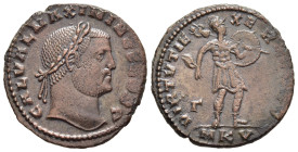 MAXIMINUS II DAIA (Caesar, 305-309). Follis. Cyzicus.

Obv: GAL VAL MAXIMINVS NOB C.
Laureate head right.
Rev: VIRTVTI EXERCITVS / MKV.
Mars advancing...