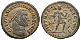 MAXIMINUS II DAIA (310-313). Follis. Alexandria.

Obv: GAL VAL MAXIMINVS NOB CAES.
Laureate head right.
Rev: VIRTVTI EXERCITVS / K- Γ / P //ALE.
Mars ...