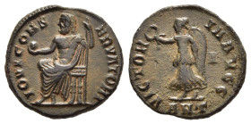 ANONYMOUS. Time of Maximinus II (310-313). Follis. Antioch.

Obv: IOVI CONSERVATORI.
Jupiter seated left, holding globe and sceptre.
Rev: VICTORIA AVG...