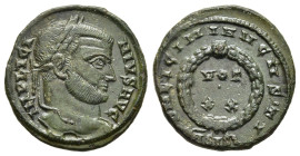 LICINIUS I (308-324). Follis. Siscia.

Obv: IMP LICINIVS AVG.
Laureate head right.
Rev: D N LICINI AVGVSTI / A SIS.
VOT / XX in two lines within wreat...