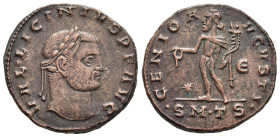 LICINIUS I (308-324). Follis. Thessalonica.

Obv: VAL LICINIVS P F AVG.
Laureate head right.
Rev: GENIO AVGVSTI / * -E / •SM•TS•.
Genius standing left...