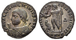 LICINIUS II (Caesar, 317-324). Follis. Antioch.

Obv: D N VAL LICIN LICINIVS NOB C.
Laureate and draped bust left, holding mappa, globus and sceptre.
...