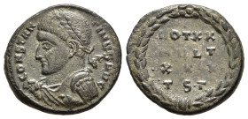 CONSTANTINE I 'THE GREAT' (307/10-337). Follis. Thessalonica.

Obv: IMP CONSTANTINVS AVG.
Helmeted and cuirassed bust left, holding spear.
Rev: VOT XX...