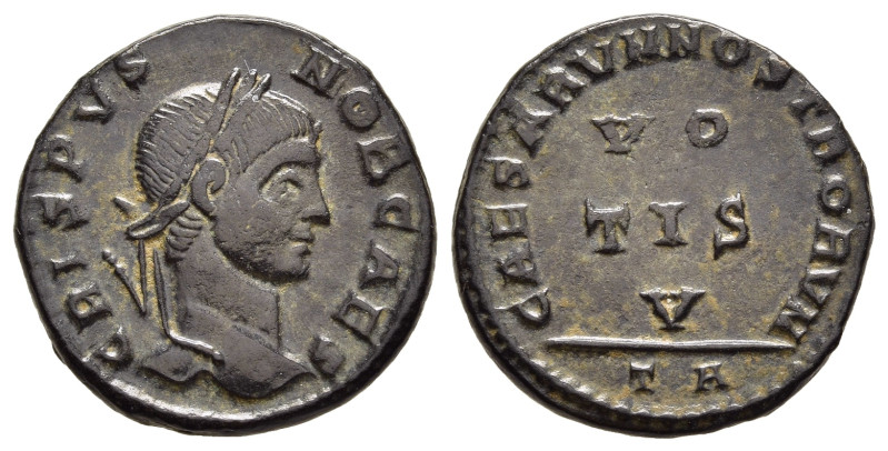 CRISPUS (Caesar, 316-326). Follis. Arelate.

Obv: CRISPVS NOB CAES.
Laureate hea...