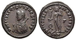 CRISPUS (316-326). Follis. Kyzikos.

Obv: DN FL IVL CRISPVS NOB CAES.
Laureate and draped bust left, holding mappa and globe, sceptre over shoulder.
R...
