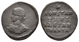 CONSTANTIUS II (Caesar, 324-337). Follis. Antioch.

Obv: Laureate, draped and cuirassed bust left.
Rev: CONSTANTIVS CAESAR / (star) SMANTΔ / •.
Legend...