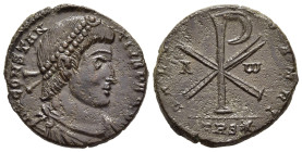 CONSTANTIUS II (337-361). AE Centenionalis. Revolt of Poemenius issue(?). Treveri.

Obv: D N CONSTANTIVS P F AVG.
Diademed, draped and cuirassed bust ...