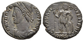 PROCOPIUS (365-366). Follis. Constantinople.

Obv: D N PROCOPIVS P F AVG.
Diademed, draped and cuirassed bust left.
Rev: REPARATIO FEL TEMP / CONS A•....