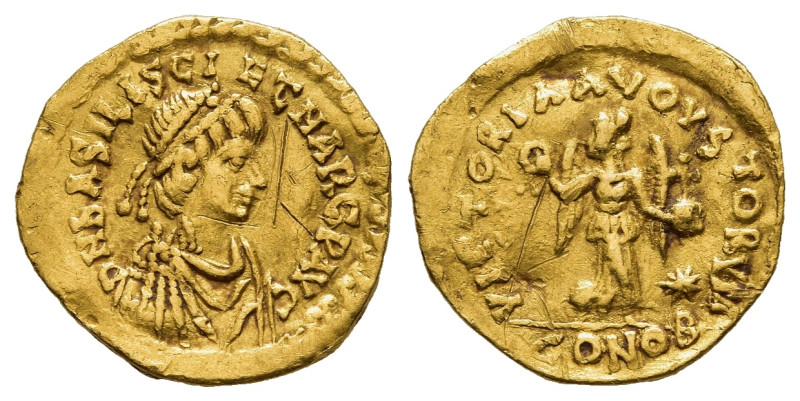 Basiliscus and Marcus (475-476). Gold Tremissis. Constantinople.

Obv: D N ЬASIL...