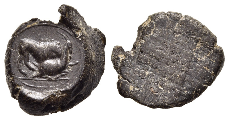 ROMAN EMPIRE. Teracotta Seal, Late 2nd-3rd century.

Obv: Hyena attacking gazell...
