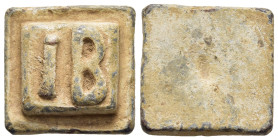BYZANTINE EMPIRE. 1/2 Uncia commercial weight (5h- 7th century AD). Lead

The top bears the letters I- B = 1/2 uncia.

Condition: Very fine.

Weight: ...