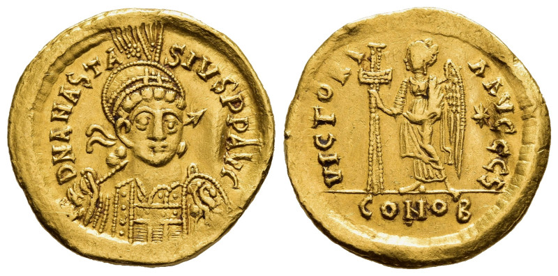 ANASTASIUS I (491-518). Gold Solidus. Constantinople.

Obv: D N ANASTASIVS P P A...