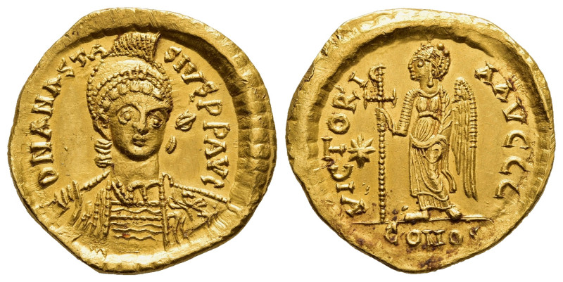 ANASTASIUS I (491-518). Gold Solidus. Constantinople.

Obv: D N ANASTASIVS P P A...
